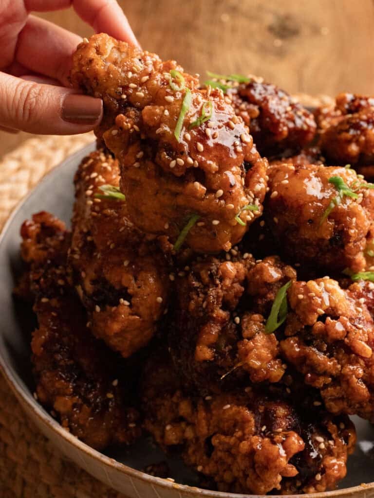 Soy Garlic Korean Fried Chicken (Dakgangjeong)