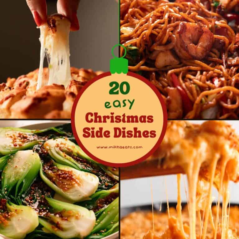 Collage of Christmas side dishes.