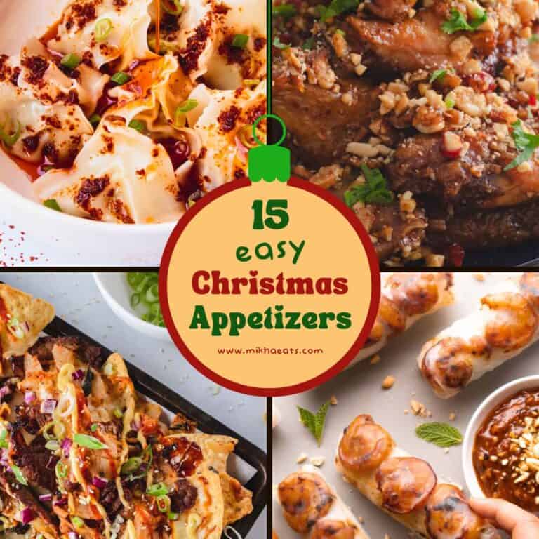 Collage of Christmas appetizers.