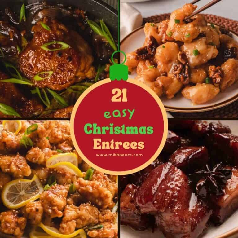 Collage of Christmas main dishes.